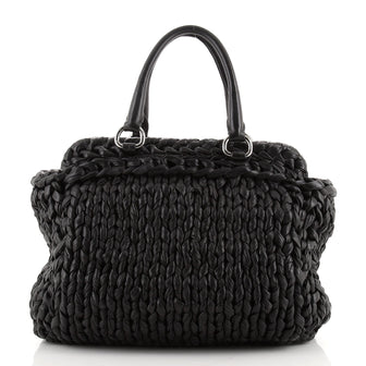 Prada Open Tote Woven Leather Large