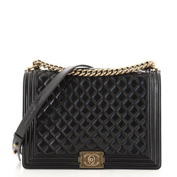 Chanel Boy Flap Bag Quilted Glazed Calfskin Large