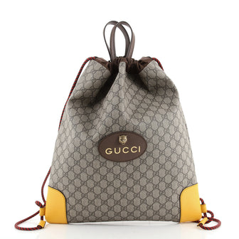 Gucci Neo Vintage Drawstring Backpack GG Coated Canvas Large