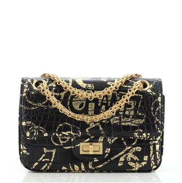 Chanel Reissue 2.55 Flap Bag Graffiti Crocodile Embossed Calfskin Mini