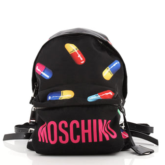 Moschino Zip Around Backpack Printed Nylon Medium