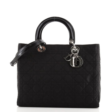 Christian Dior Vintage Lady Dior Bag Cannage Quilt Nylon Large