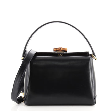 Gucci Vintage Convertible Bamboo Box Crossbody Bag Leather Small