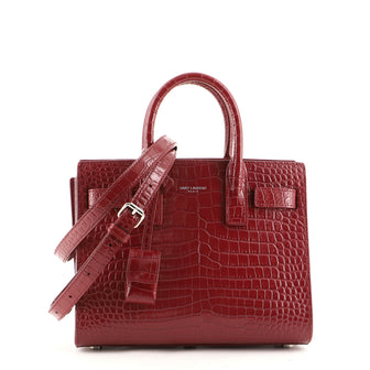 Saint Laurent Sac de Jour NM Bag Crocodile Embossed Leather Nano