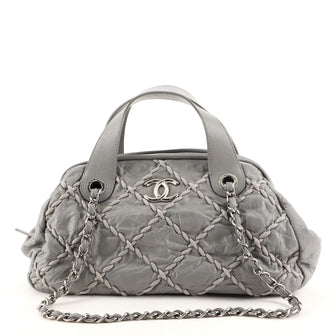 Chanel Ultra Stitch Top Handle Bowling Bag Quilted Calfskin Large