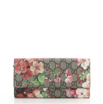 Gucci Continental Wallet Blooms Print GG Coated Canvas