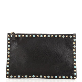 Valentino Rolling Rockstud Pouch Calfskin Large