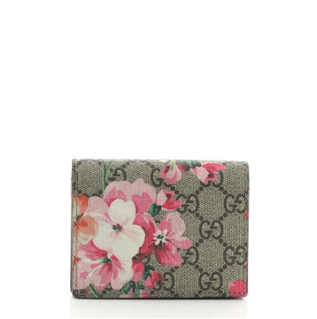 Gucci Flap Card Case Blooms Print GG Coated Canvas