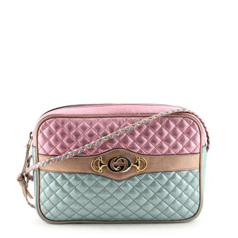 Gucci Trapuntata Camera Bag Quilted Laminated Leather Medium
