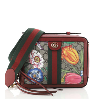 Gucci Ophidia Zip Around Camera Bag Flora GG Coated Canvas Small