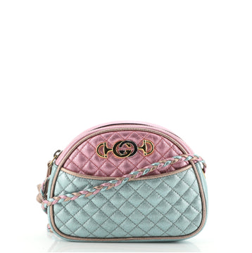 Gucci Trapuntata Camera Shoulder Bag Quilted Laminated Leather Mini