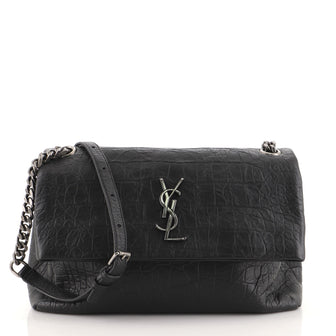 Saint Laurent West Hollywood Shoulder Bag Crocodile Embossed Leather Medium