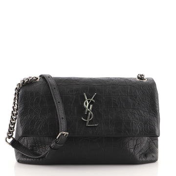 Saint Laurent West Hollywood Shoulder Bag Crocodile Embossed Leather Medium