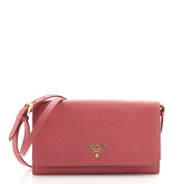 Prada Wallet on Strap Saffiano Leather Small