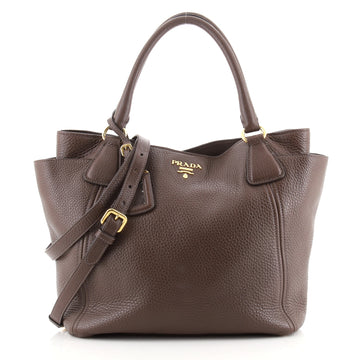 Prada Side Pocket Convertible Tote Vitello Daino Large