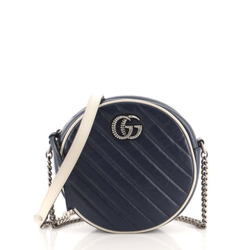 Gucci GG Marmont Round Shoulder Bag Diagonal Quilted Leather Mini