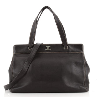 Chanel Vintage Convertible CC Tote Leather Large