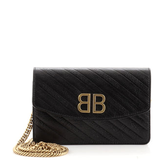 Balenciaga BB Chain Wallet Embossed Leather