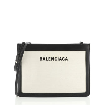 Balenciaga Navy Pochette S Canvas and Leather