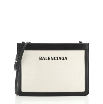 Balenciaga Navy Pochette S Canvas and Leather