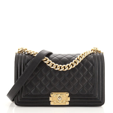 Chanel Boy Flap Bag Quilted Lambskin Old Medium