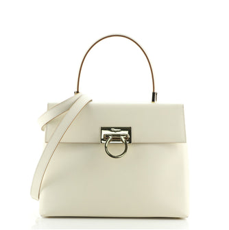 Salvatore Ferragamo Gancini Convertible Top Handle Bag Saffiano Leather Medium