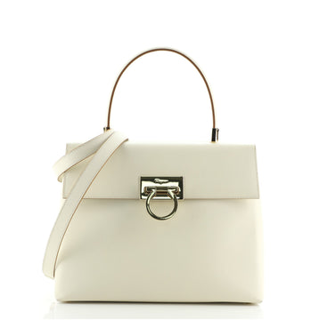 Salvatore Ferragamo Gancini Convertible Top Handle Bag Saffiano Leather Medium
