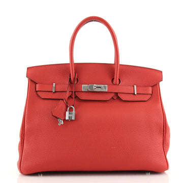 Hermes Birkin Handbag Red Togo with Palladium Hardware 35