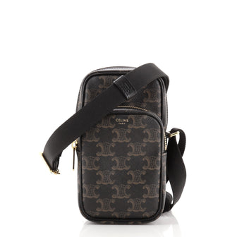 Celine Pocket Messenger Bag Triomphe Coated Canvas Mini