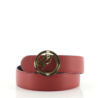 Hermes Vintage Horse Round Buckle Reversible Belt Leather Medium