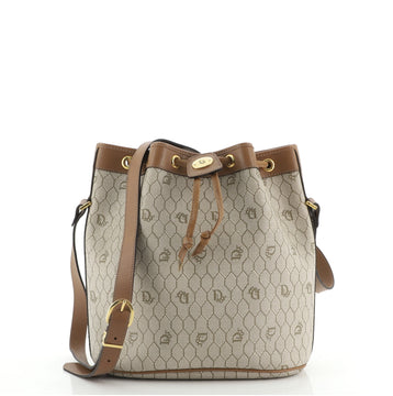 Christian Dior Vintage Honeycomb Bucket Bag Coated Canvas Medium