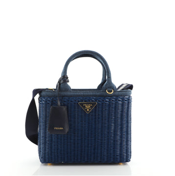 Prada Basket Bag Wicker with Canapa Small