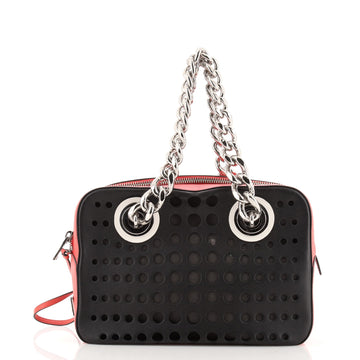 Prada City Fori Chain Shoulder Bag Perforated Calfskin Small