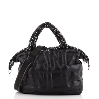 Chanel Doudoune Tote Embossed Nylon with Tweed Large