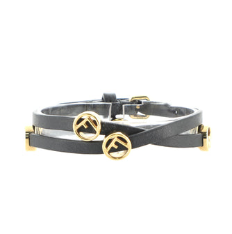 Fendi F Is Fendi Bracelet Metal and Leather Thin