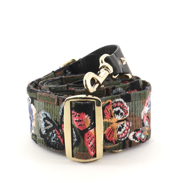 Valentino Camubutterfly Guitar Bag Strap Embroidered Canvas with Leather