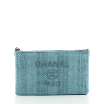Chanel Deauville Pouch Striped Mixed Fibers Small