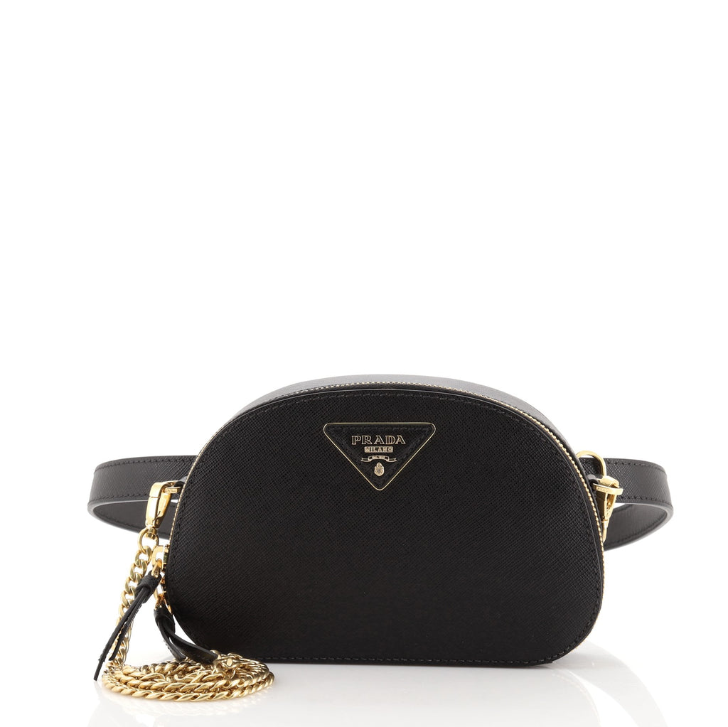 Prada Odette Convertible Belt Bag Saffiano Leather Black 7660337