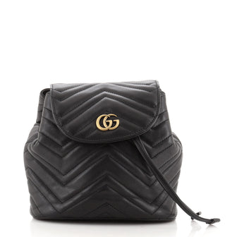 Gucci GG Marmont Drawstring Backpack Matelasse Leather Mini