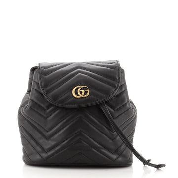 Gucci GG Marmont Drawstring Backpack Matelasse Leather Mini