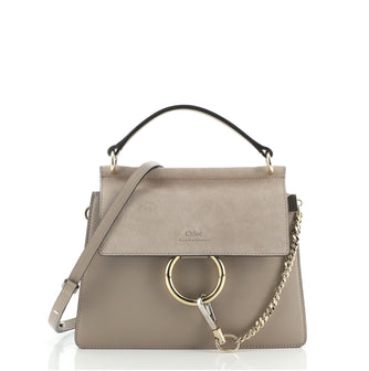 Chloe Faye Top Handle Bag Leather and Suede Small