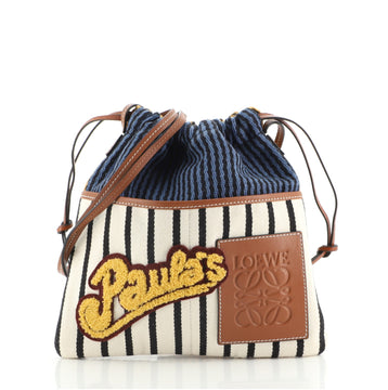 Loewe Paula's Ibiza Drawstring Pouch Striped Canvas