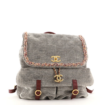 Chanel Parisian Stroll Backpack Quilted Velvet Wool Medium
