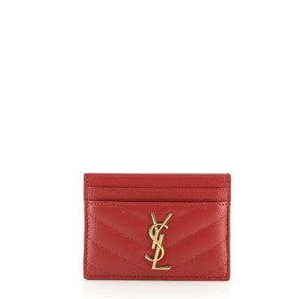 Saint Laurent Classic Monogram Card Holder Matelasse Chevron Leather