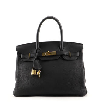 Hermes Birkin Handbag Black Togo with Gold Hardware 30