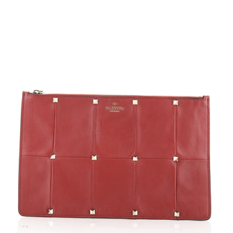 Valentino Rockstud Pouch Square Quilted Leather Large