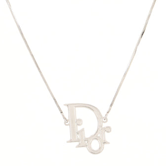 Christian Dior Vintage Logo Pendant Choker Necklace Metal