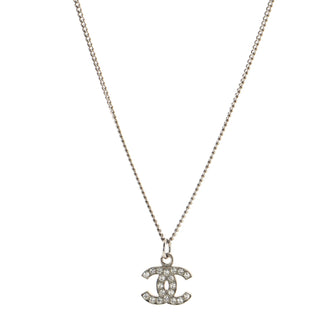 Chanel CC Pendant Necklace Crystal Embellished Metal