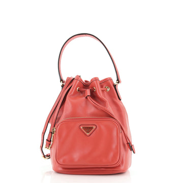 Prada Drawstring Pocket Bucket Bag Soft Calf Small