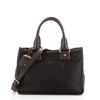 Prada Logo Convertible Satchel Tessuto Large